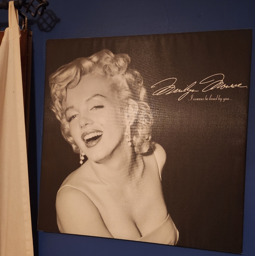 Marilyn Monroe Black and White Stretched Canvas on hanging frame